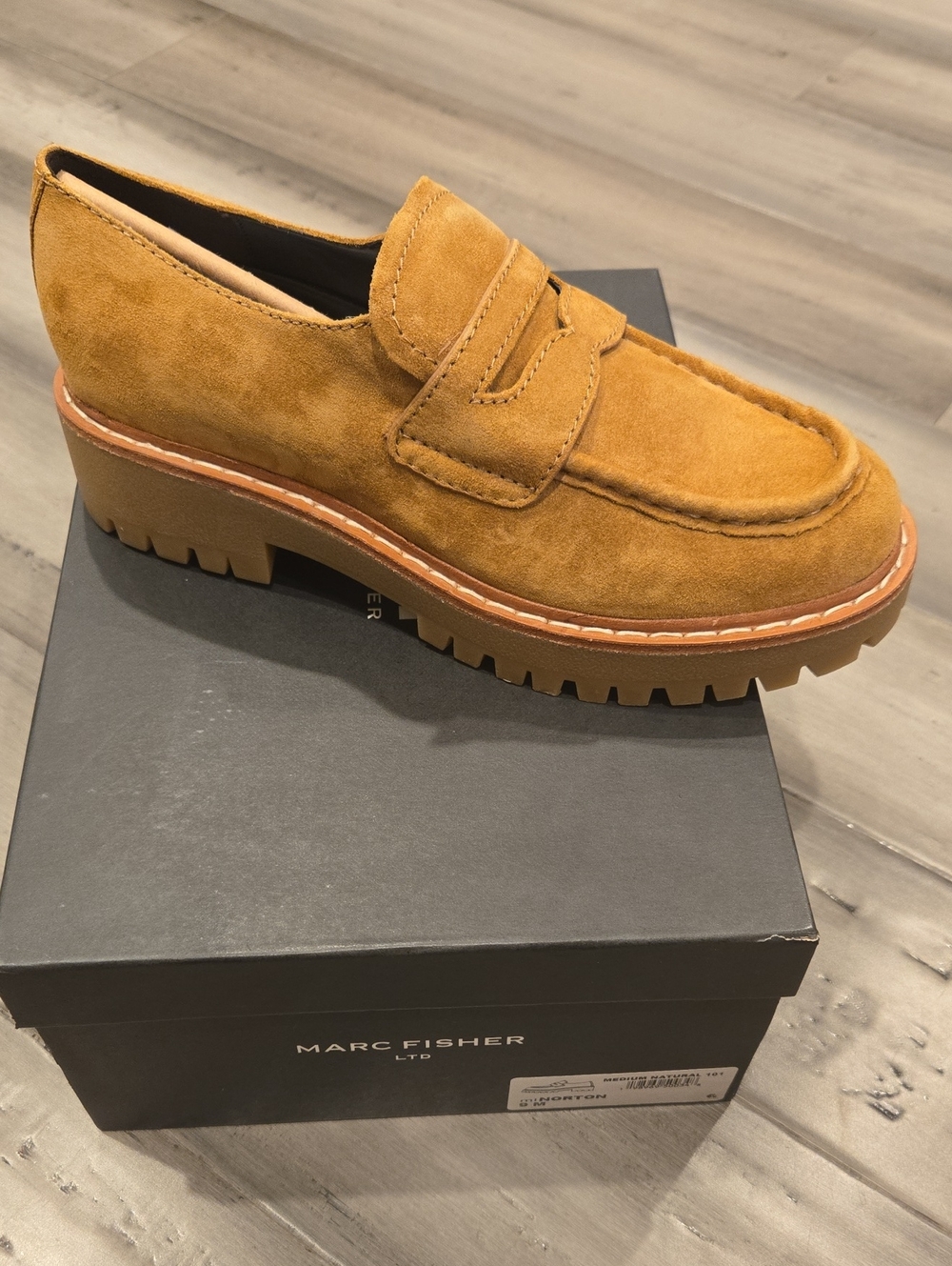 Marc Fisher Suede Loafer in Mustard Yellow